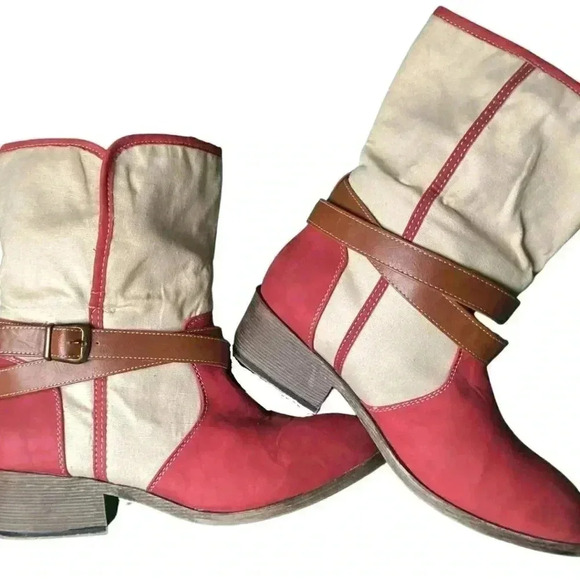 Bucco Women's Red and Brown Boots - Size 8 - Picture 8 of 15